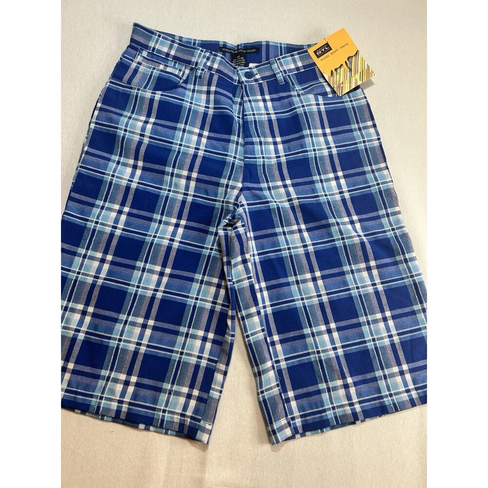 Beyond The Limit Bermuda Size 20 Blue Plaid‎ Skate BTL Mens Shorts